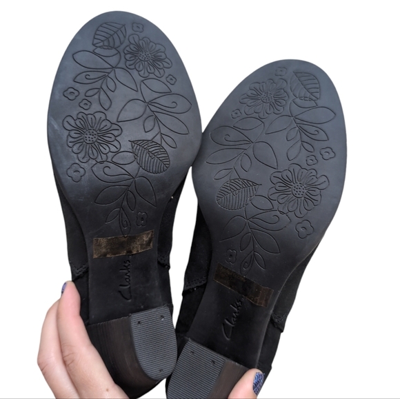 Clarks Ankle Boots Artisan Black Leather Western Style Heel Booties 8.5 - Picture 7 of 7